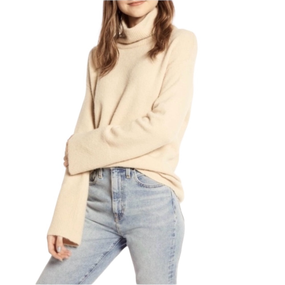 Something Navy Textured Knit Turtleneck Sweater